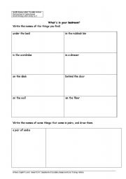 English worksheet: in the bedroom
