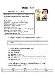 English Worksheet: English test - 5th grade