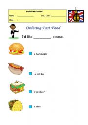 English Worksheet: Ordering Fast Food