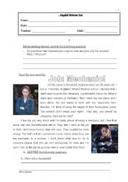English Worksheet: English written test