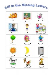 English Worksheet: Missing letters