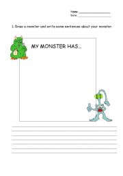 English Worksheet: MY MONSTER HAS ...