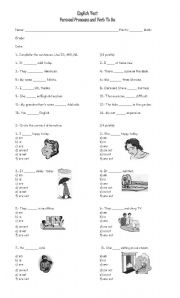 English Worksheet: test to  be, personal pronouns