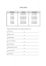 English worksheet: EXercises Simple Present