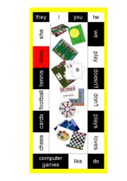 English Worksheet: Simple Present Board Game