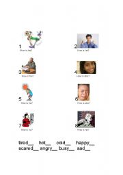 English Worksheet: ESL Emotions Matching Game