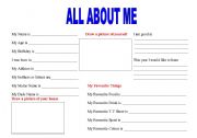 English Worksheet: About me