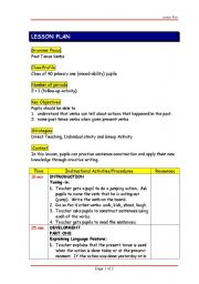 English Worksheet: Lessn Plan on Past Tense