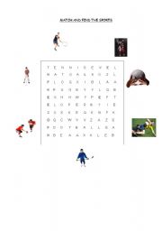 English Worksheet: Word Search - Sports