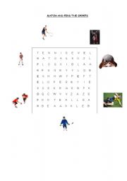 English worksheet: Word Search - Sports