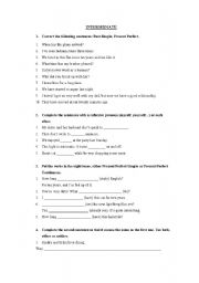 English Worksheet: Intermediate revision exercises
