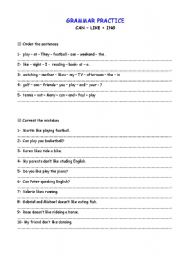 English Worksheet: GRAMMAR PRACTICE