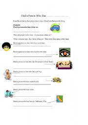 English Worksheet: Who has...