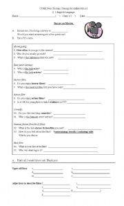 English Worksheet: Survey on movies