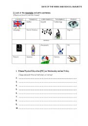 English Worksheet: A timetable