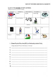 English Worksheet: A timetable
