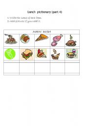 English worksheet: Lunch pictionary part 4