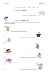 English Worksheet: Prepositions on - under - in