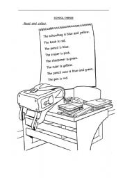 English Worksheet: school things