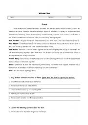 English Worksheet: test on friendship