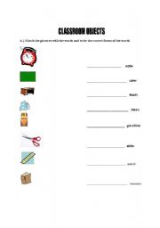 English worksheet: classroom 