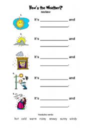 English Worksheet: Weather review - easy