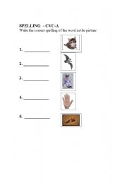 English Worksheet: Spelling CVC-a