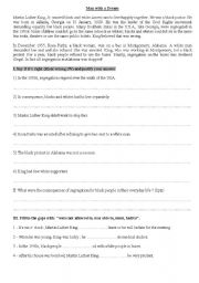 English worksheet: Martin Luther King.