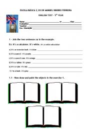 English Worksheet: classroom objects and jobs