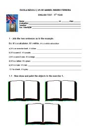 English Worksheet: classroom objects and jobs