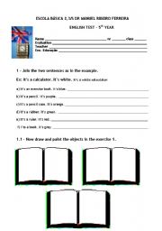 English worksheet: classroom objects and jobs