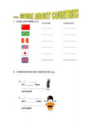 English Worksheet: MORE COUNTRIES