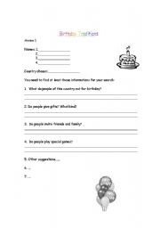 English Worksheet: Birthday Traditions