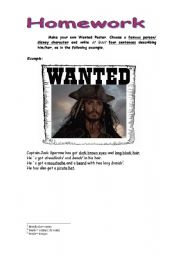 English Worksheet: Draw your own Wanted Poster