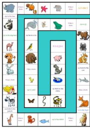 English Worksheet: animals board game