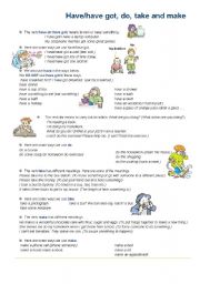 English Worksheet: Verbs have/have got and make worksheet