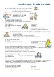 Verbs have/have got and make worksheet