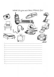 English Worksheet: What are this items for?