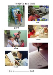 English Worksheet: Things we do at school