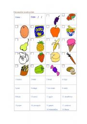 English worksheet: food and fruits 