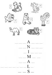 English Worksheet: Animals crossword