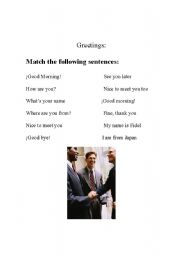 English worksheet: Greetings