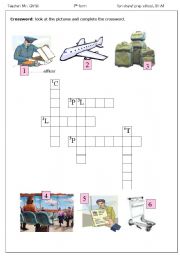 English Worksheet: airport crossword