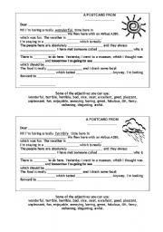 English Worksheet: Writing postcards