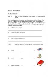English worksheet: School Words Test