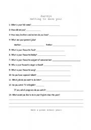 English worksheet: Survey 