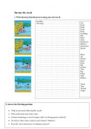 English worksheet: The Tiny Mr. Jacob