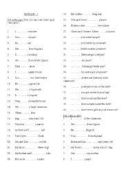 English Worksheet: to be