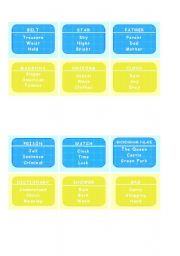 English Worksheet: TABOO playing cards 