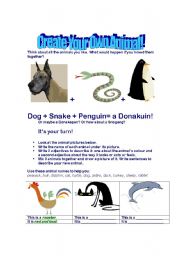 English Worksheet: Create An Animal